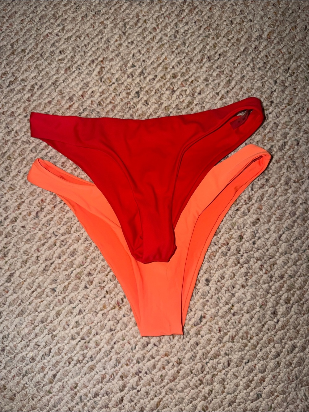 Bright Red and Neon Orange Bikini SHEIN Bottoms